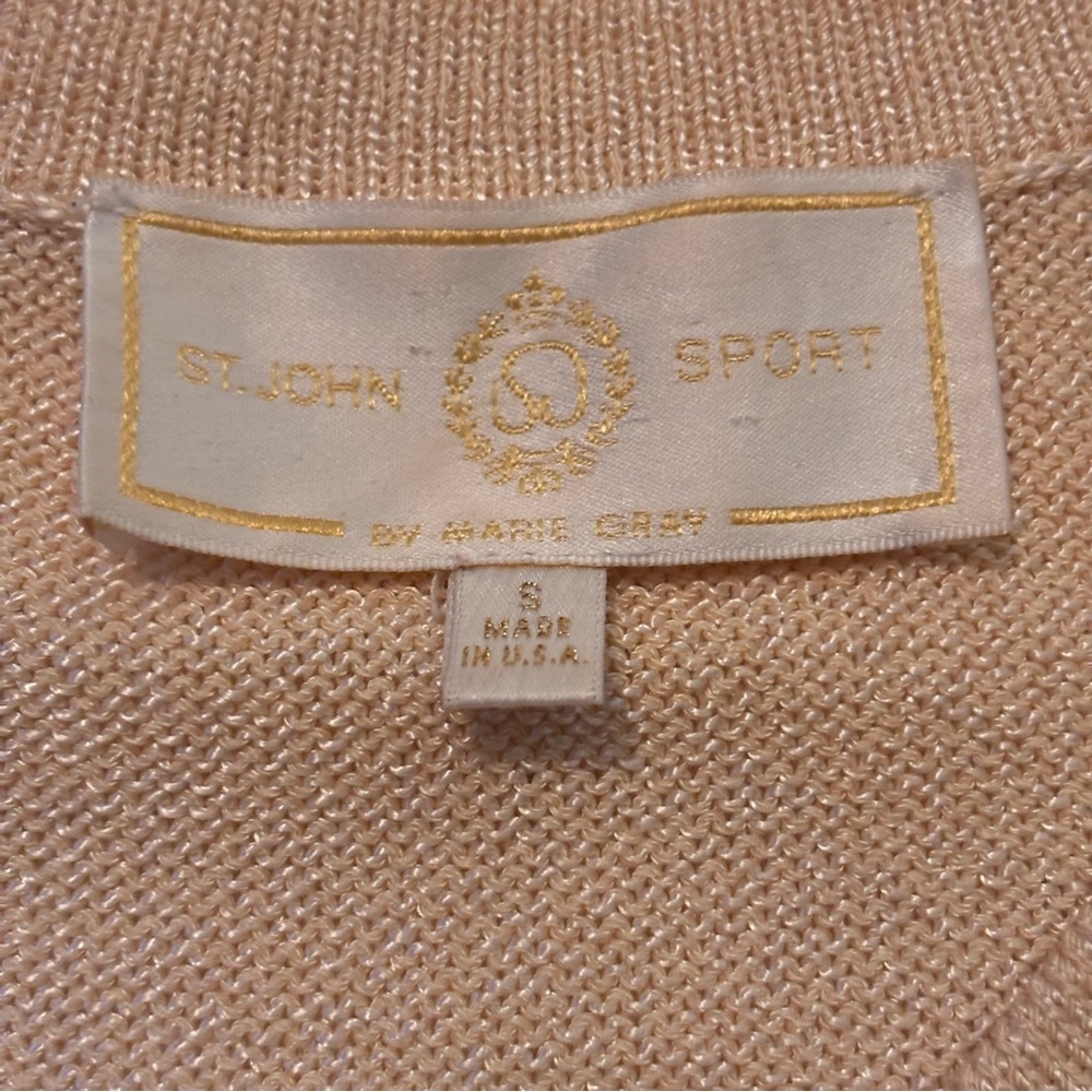 St. John Sport Cream-Gold Tint V-Neck Sweater - Sz Small EUC - Picture 7 of 9